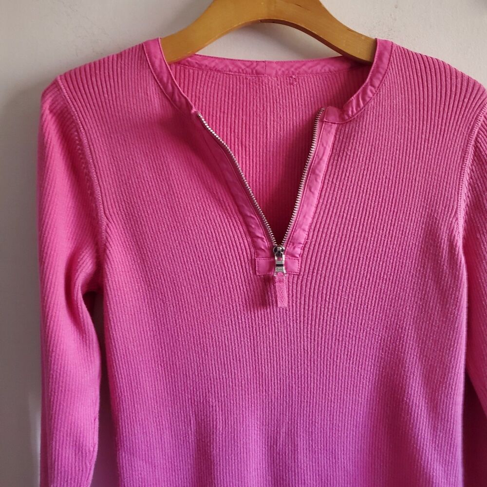 Lauren Ralph Lauren Y2k Ribbed Quarter Zip Top Racing Team Size L Preppy - Picture 2 of 11